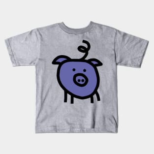 Very Peri Periwinkle Blue Animals Cute Pig Color of the Year 2022 Kids T-Shirt